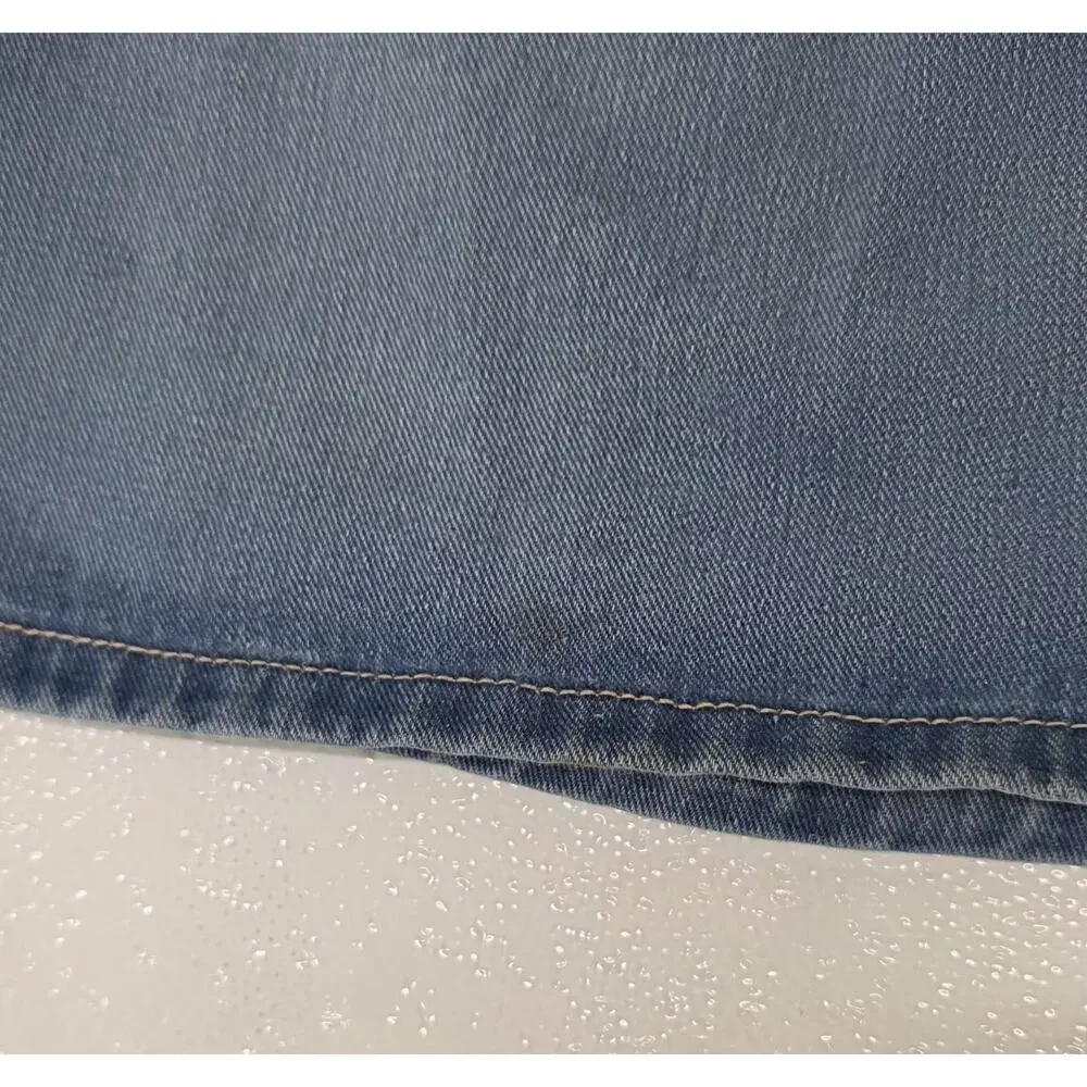 Forever 21 Distressed Denim Mini Skirt Button Front Medium Wash Size Large
